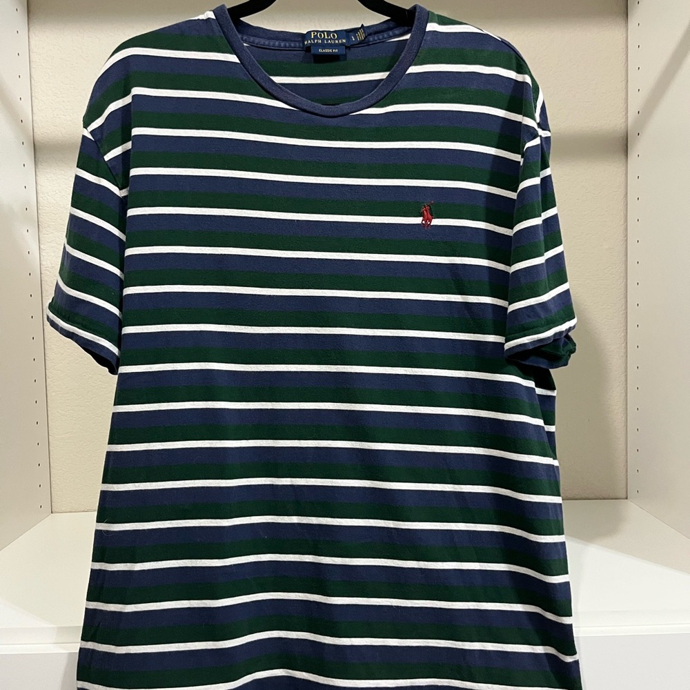Polo by Ralph Lauren Men's Green Striped Shirt